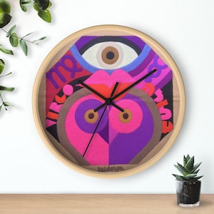 Zodiac Wooden Wall Clock Unique, Colorful Art Deco Inspired Clock, Modern Boho Wall Clock, Virgo Wall Clock New Great Gift