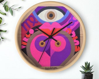 Relógio de parede do signo de Virgem | Relógio de madeira estilo boho moderno art déco | Presente de aniversário astrológico | Decoração colorida para casa com tema do zodíaco