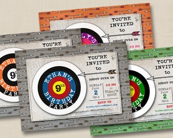 Shoot Over for an Archery Party Custom Photo Card Invitation Design- any age