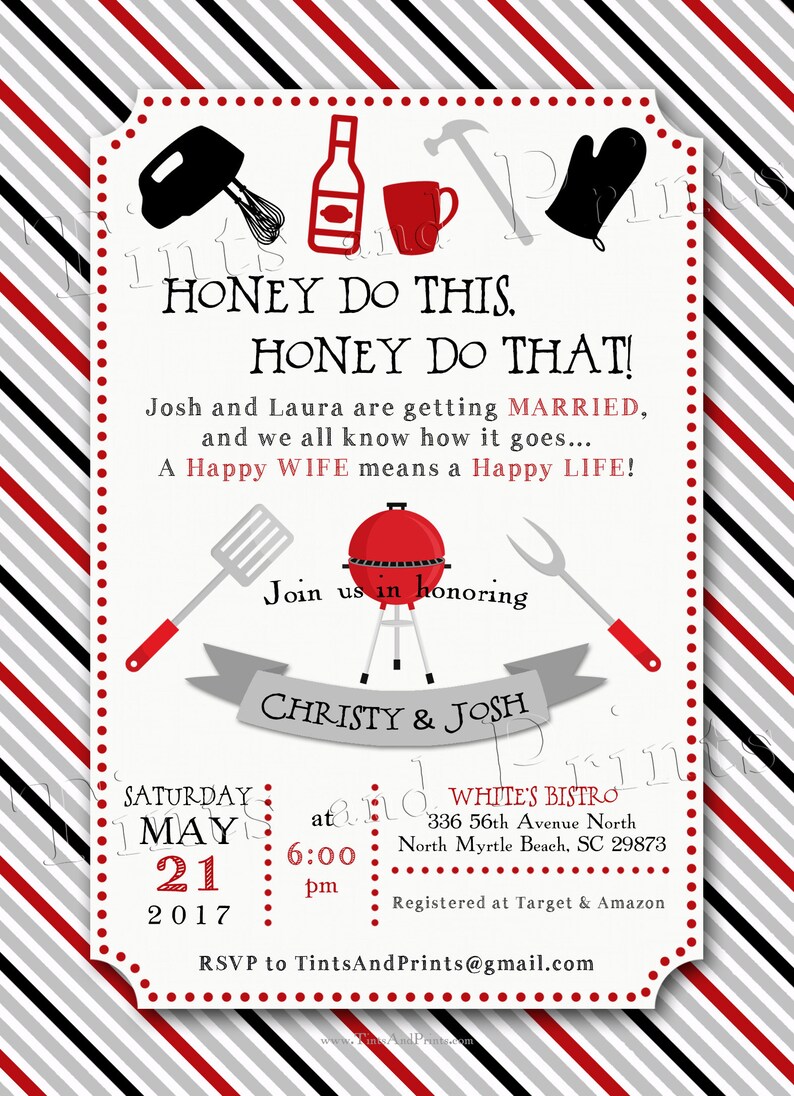 Honey Do Couples Shower Custom Bridal Shower Invitation Design Etsy