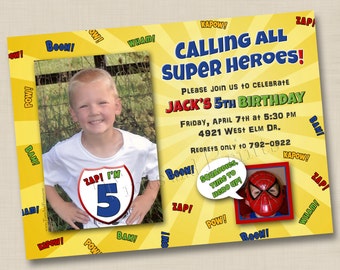 Calling All Superheroes Custom Photo Card Invitation Design- any age