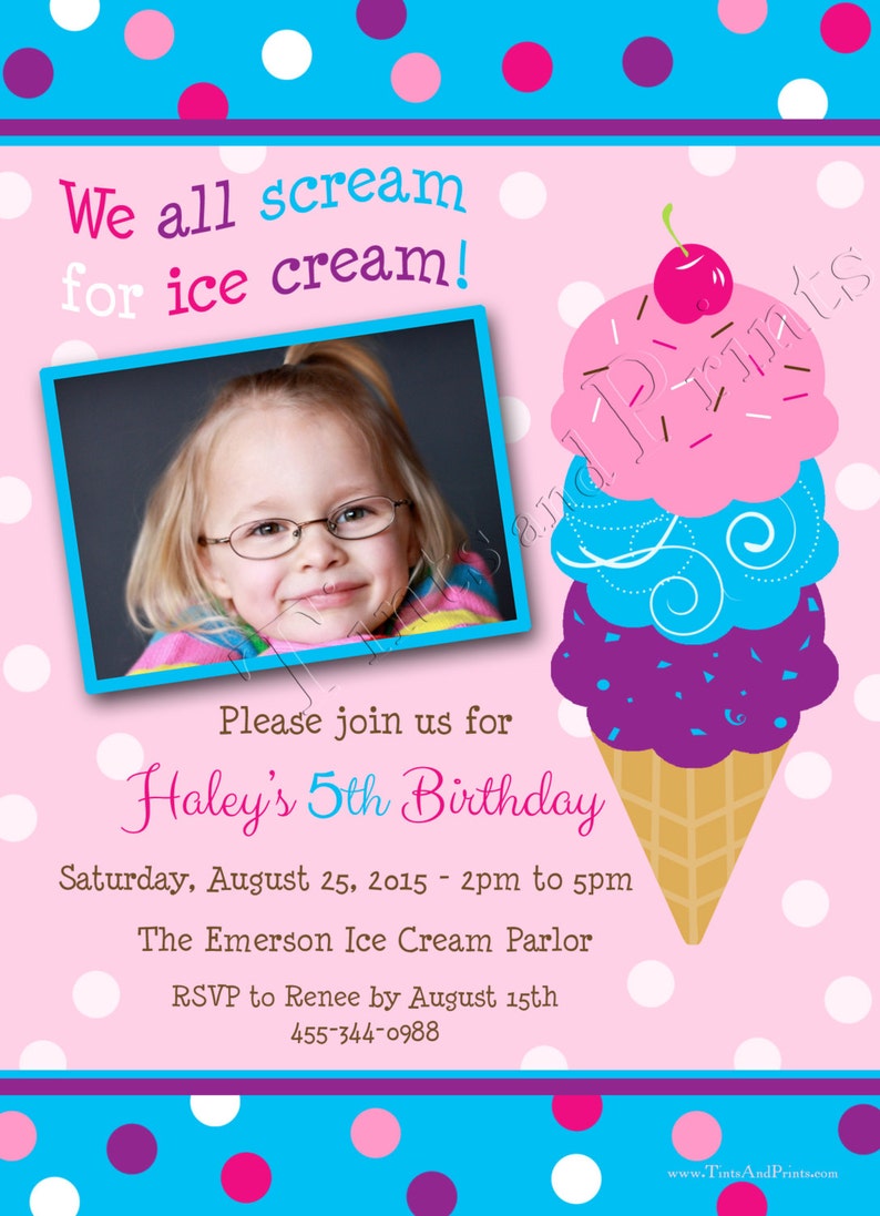 We All Scream For Ice Cream Girl Custom Birthday Party image 4