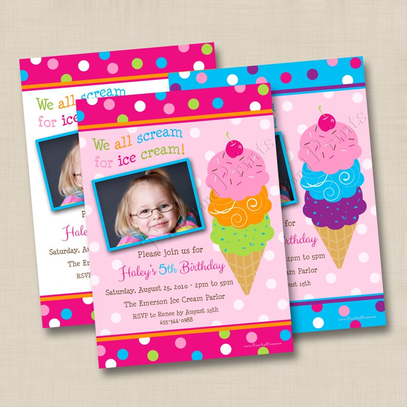 We All Scream For Ice Cream Girl Custom Birthday Party image 1