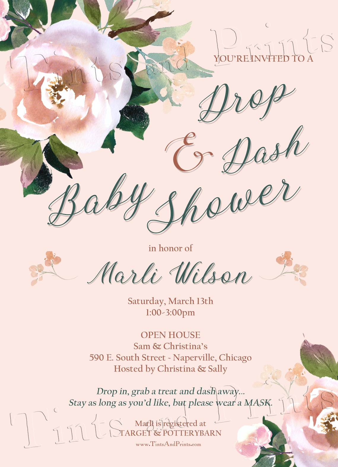 Drop & Dash Custom Bridal or Baby Shower Open House Invitation Etsy