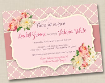 Floral Bouquet Custom Bridal or Baby Shower Invitation Design or any occasion