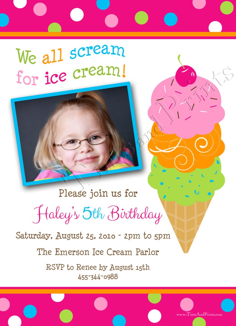 We All Scream For Ice Cream Girl Custom Birthday Party image 3