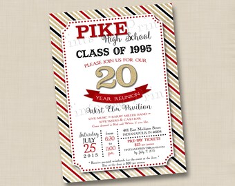 Class Reunion with Bling Custom Invitation Design- any year & you choose colors