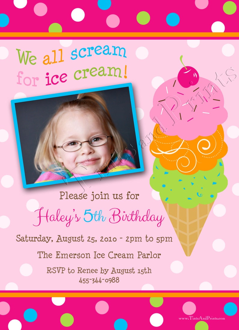 We All Scream For Ice Cream Girl Custom Birthday Party image 2