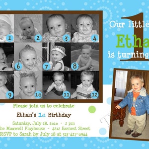 12 Months of Cuteness Custom 1st Birthday Party Invitation Design image 2