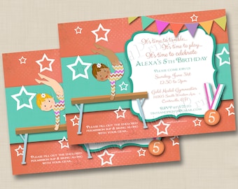 Little Gymnast Custom Birthday Party Invitation Design- any age