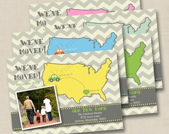 We've Moved Announcement Custom Photo Postcard with Map - single sided design