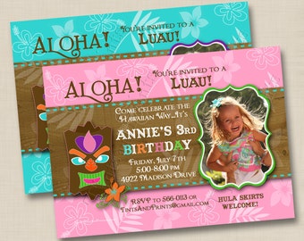 It's a Hawaiian Luau Custom Birthday Party Photo Invitation Design or any occasion