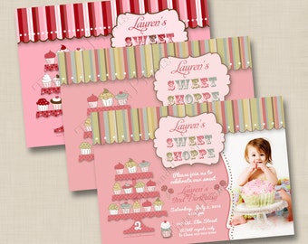 It's a Sweet Shoppe Custom Birthday Party Invitation Design with or without photo - any age