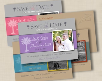 Destination Wedding Save the Date Postcard Design double sided - choose your wedding colors