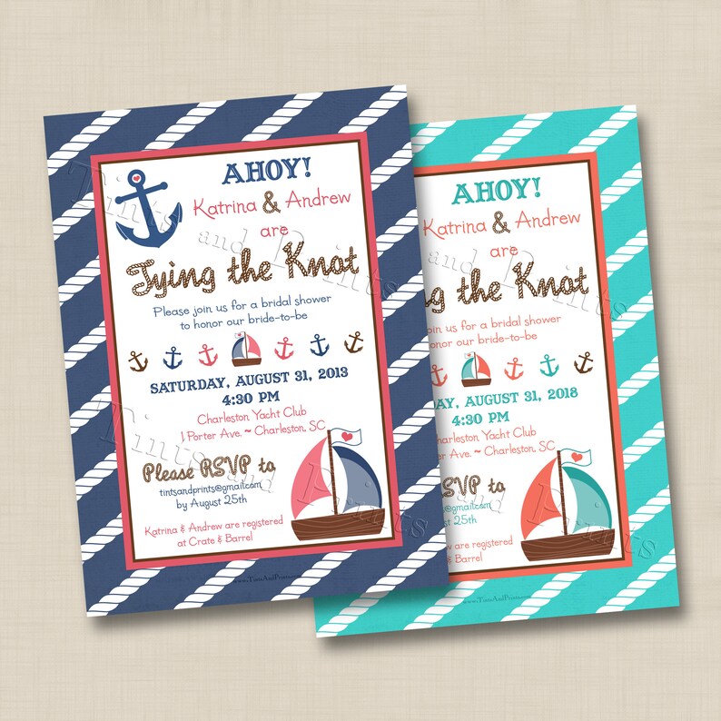 Nautical Tying the Knot Custom Bridal Shower or Baby Shower Etsy