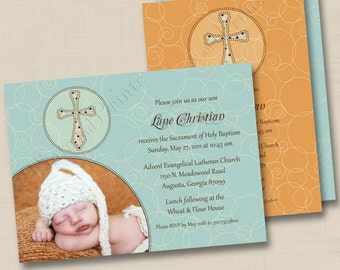 Circle of Life Custom Baptism or Christening Invitation or Birth Announcement Design - with or without photo