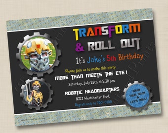 Transform and Roll Custom Photo Card Invitation Design- any age