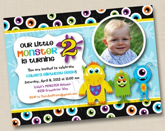 Our Little Monster Custom Photo Birthday Party Invitation Design- any age