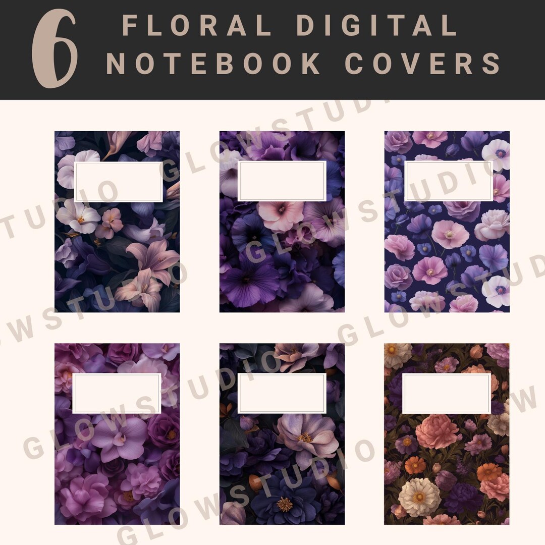 Purple Floral Digital Planner Covers | Goodnotes, Notability (digital ...