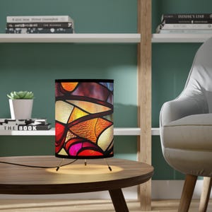 Stained Glass Tripod Lamp, Bohemian Decor, Living Room Lighting, Unique Gift, Home Office, Colorful Table Lamp