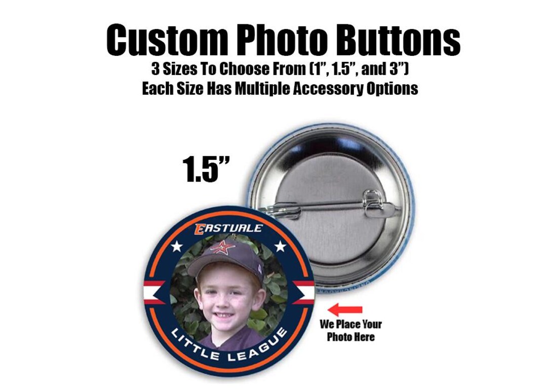 Single Photo Button Custom Photo Buttons, Personalized Pinbacks and Magnets, Handmade ...