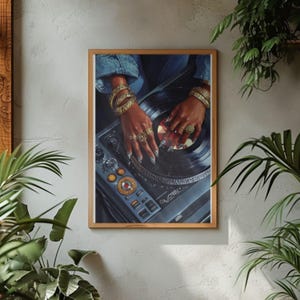 Black woman Y2K art PNG printable, DJ fashion style, trendy aesthetic wall decor for music lovers, Instant digital download