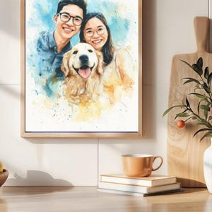 Benutzerdefinierte Aquarell Porträt druckbare Kunst Hochzeitspaar Haus Haustier Gemälde vom Foto personalisierte digitale Datei für Wand Dekor Geschenk verwenden