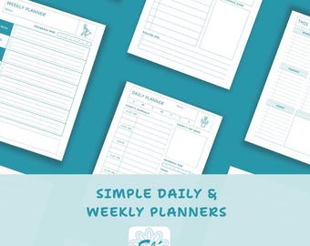 Daily & Weekly Planner PDF | Undated Printable with Bonus Monthly Calendar | Simple and Minimal