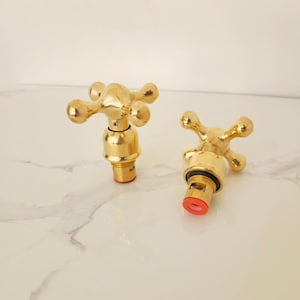 Set Of 2 Handmade Brass Solid Faucet Handles, Cross Handle Set,Pair of brass faucet handles,Unlacquered Brass Handles, Faucet Handles Set