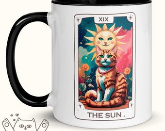 Cat Tarot Mug “The Sun”, Radiant Feline Tarot Mug, Sun Tarot Card Cup, Funny Cat Quote, Cat Lover Gift, Mystical Coffee Mug