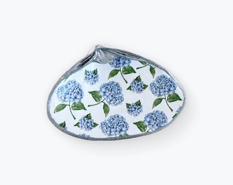 Clam Shell Trinket Dish, Hydrangea Vanity Decor