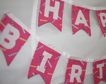 Happy Birthday Fabric Banner – Reusable Party Decor, Flag Bunting, Birthday Garland, Birthday Banner, Customizable