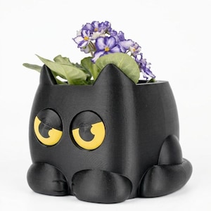 Maceta con autorriego de Grumpy Cat / Maceta interactiva para gatitos, decoración de escritorio (14 cm)