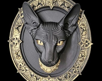 Sphynx Katze Gothic Wandteller – Neo Gothic Dark Academia Wandteller, Witchy Decor
