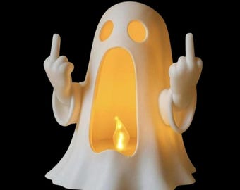 Figura de fantasma con vela LED, 10 cm, de plástico, para decoración de Halloween.