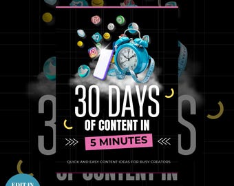 30 Tage Social Media Content in 5 Minuten |Social Media | Digitaler Download | Ebook | Inhalt| DFY | Content-Methoden | Inhalt Ideen