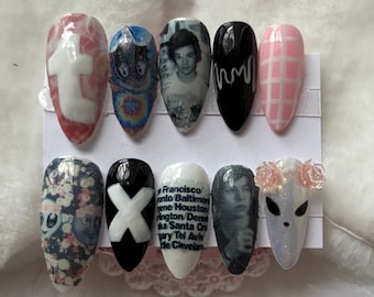 Harry Styles Tumblr Grunge Handmade Press-On Nail Set