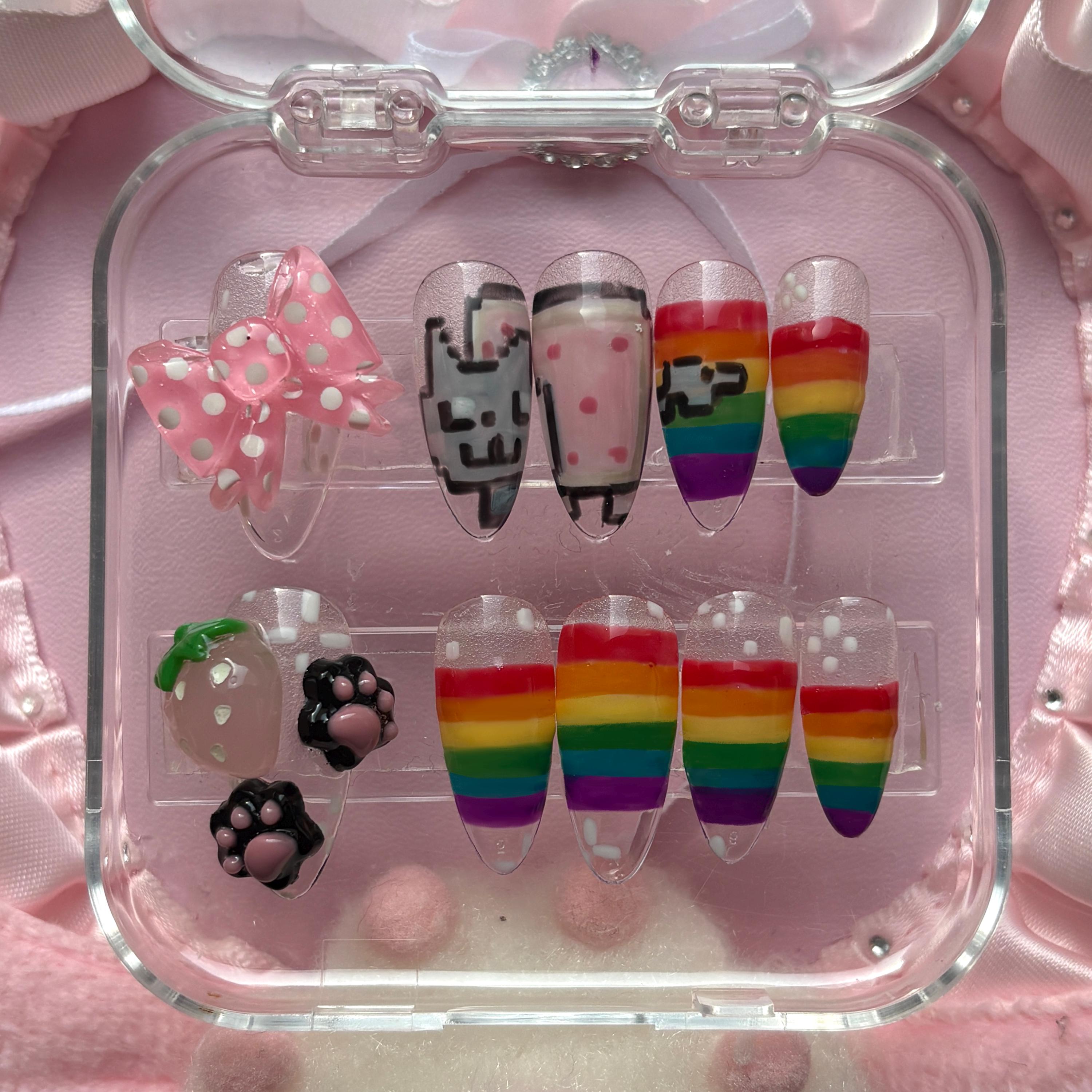 Nyan Cat Handmade Press-on Nail Set - Etsy