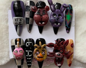 Five Nights At Freddy’s Handmade Press-On Nail Set