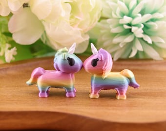 Mini Regenbogen Einhorn – Süße 3D Druck Figur ca. 3,5 cm – Kawaii Deko – Kleines Geschenk für Einhornfans