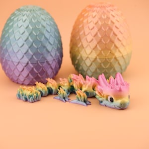 Flexi Drache mit Ei – 15 cm 3D-Drache | Mehrfarbig, farbige Augen, bewegliche Fantasy Figur 画像 13