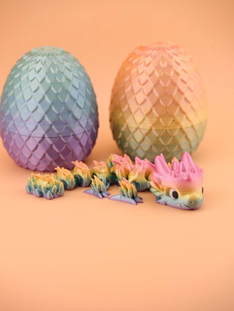 Flexi Drache mit Ei – 15 cm 3D-Drache | Mehrfarbig, farbige Augen, bewegliche Fantasy Figur 画像 13