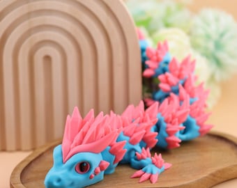 Kristalldrache 60 cm – Beweglicher Flexi Drache XXL – 3D Druck Fantasy Deko Figur – Großes Drachen Geschenk für Gamer & Nerds