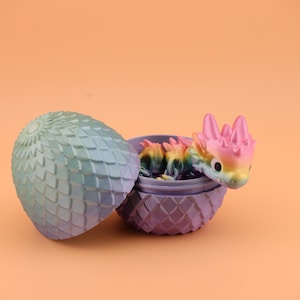 Flexi Drache mit Ei – 15 cm 3D-Drache | Mehrfarbig, farbige Augen, bewegliche Fantasy Figur レインボー