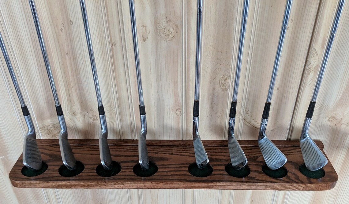 Golf Club putters Display Rack 8 club putters SolidRedOak Etsy