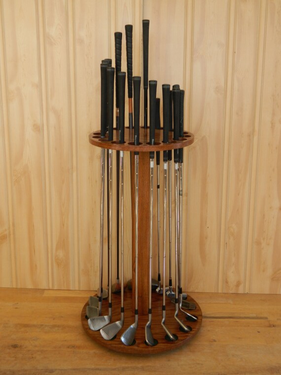 Golf club putter display rack. ROTATING 16 club putter Oak Etsy