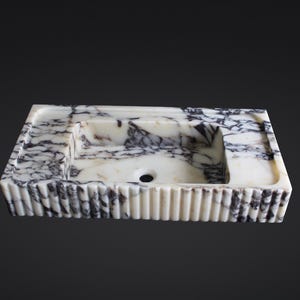 Marble grooved sink, Calacatta viola sink, Hand carved sink, Bathroom vanity, Marble vessel sink, Custom marble sink for Modern luxe Decor