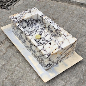 Calacatta viola marble sink, Luxury handmade custom sink, Handcrafted vessel basin, Custom bathroom vanity countertop / wall mount sink