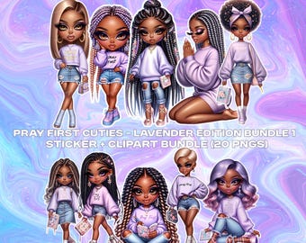 Praying Chibi Sticker |Black Girl Clipart| Black Girl Stickers| Black Girl Digital Stickers| Faith Stickers | Faith Clipart| Digital Sticker
