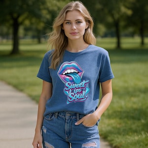 Sweet Lips Soul T-Shirt | Retro Lips Graphic Tee | Colorful Bold Lip Design Shirt | Aesthetic Pop Art Style | Edgy Cute Shirt for Women